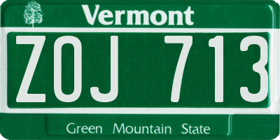 VT license plate ZOJ713