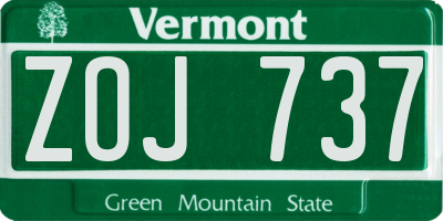 VT license plate ZOJ737