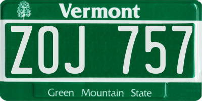 VT license plate ZOJ757
