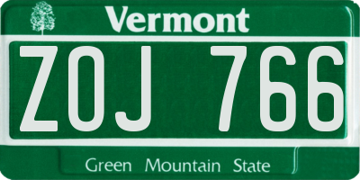 VT license plate ZOJ766