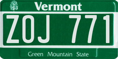 VT license plate ZOJ771