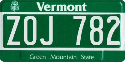 VT license plate ZOJ782