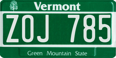 VT license plate ZOJ785