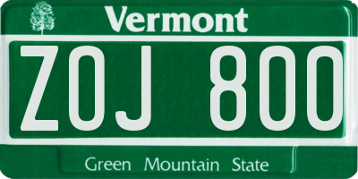 VT license plate ZOJ800