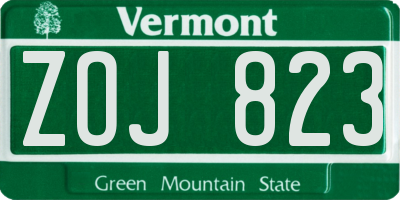 VT license plate ZOJ823