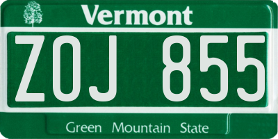 VT license plate ZOJ855