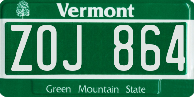 VT license plate ZOJ864