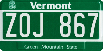 VT license plate ZOJ867
