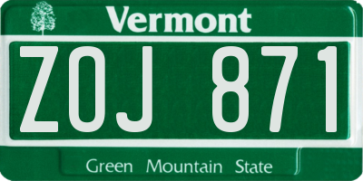 VT license plate ZOJ871