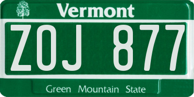 VT license plate ZOJ877