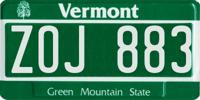 VT license plate ZOJ883
