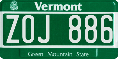 VT license plate ZOJ886