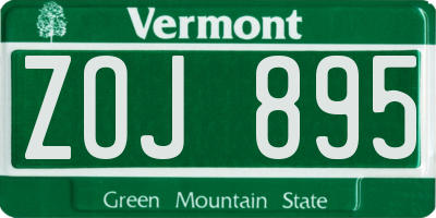 VT license plate ZOJ895