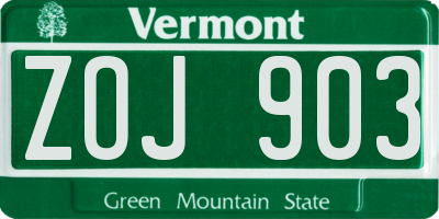VT license plate ZOJ903