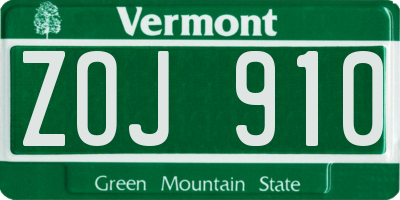 VT license plate ZOJ910