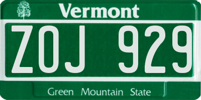 VT license plate ZOJ929