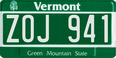 VT license plate ZOJ941