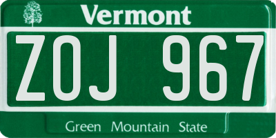 VT license plate ZOJ967