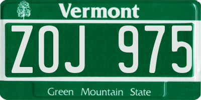 VT license plate ZOJ975