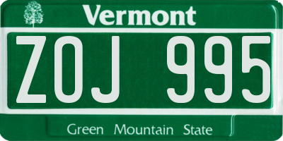 VT license plate ZOJ995