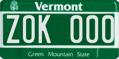 VT license plate ZOK000