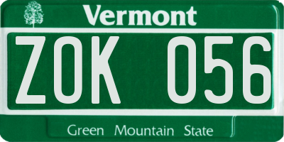 VT license plate ZOK056