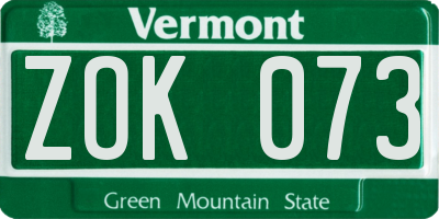 VT license plate ZOK073