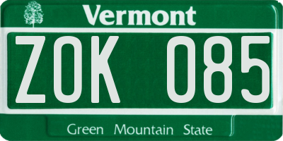 VT license plate ZOK085