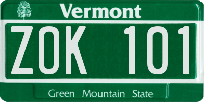 VT license plate ZOK101