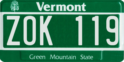VT license plate ZOK119