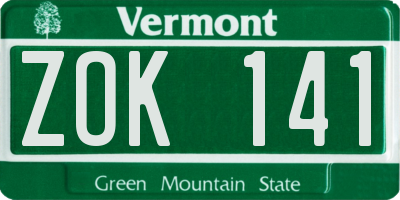 VT license plate ZOK141