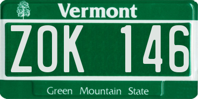 VT license plate ZOK146