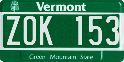 VT license plate ZOK153