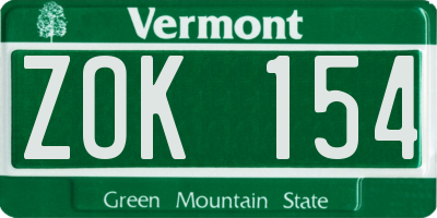 VT license plate ZOK154
