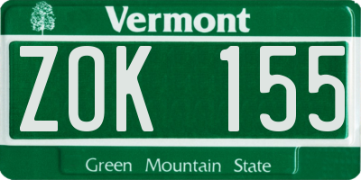 VT license plate ZOK155