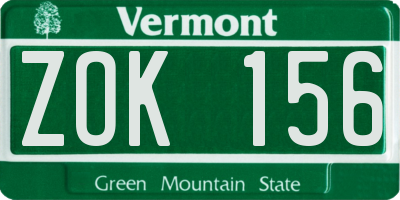 VT license plate ZOK156