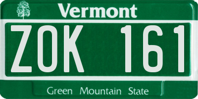 VT license plate ZOK161