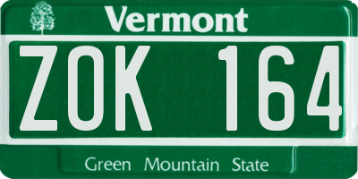 VT license plate ZOK164