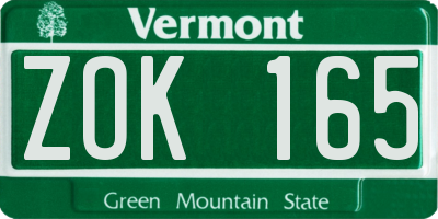 VT license plate ZOK165