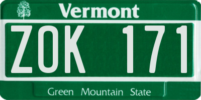 VT license plate ZOK171