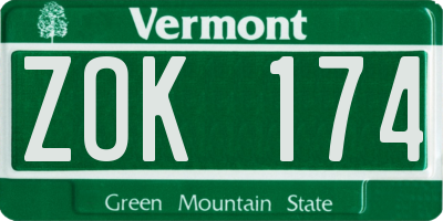 VT license plate ZOK174