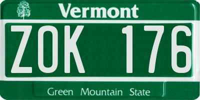 VT license plate ZOK176