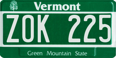 VT license plate ZOK225