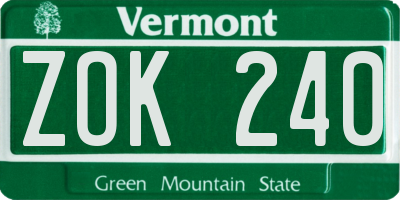 VT license plate ZOK240