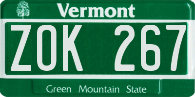 VT license plate ZOK267
