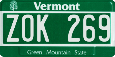 VT license plate ZOK269