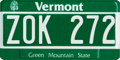 VT license plate ZOK272