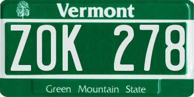 VT license plate ZOK278