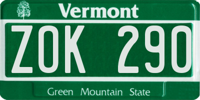 VT license plate ZOK290