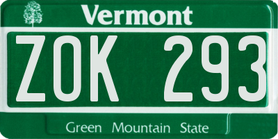 VT license plate ZOK293